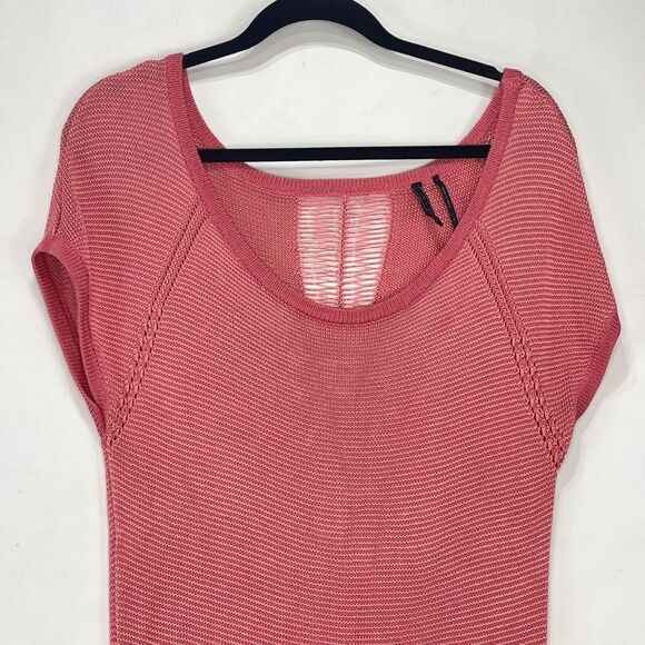GUESS Los Angeles Womens Small Top Open Knit Coral Sweater - Picture 3 of 14